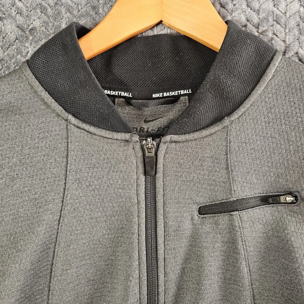 Nike Basketball‎ Jacket Mens Small Grey Black Heathered Hyper Elite Dry Full Zip